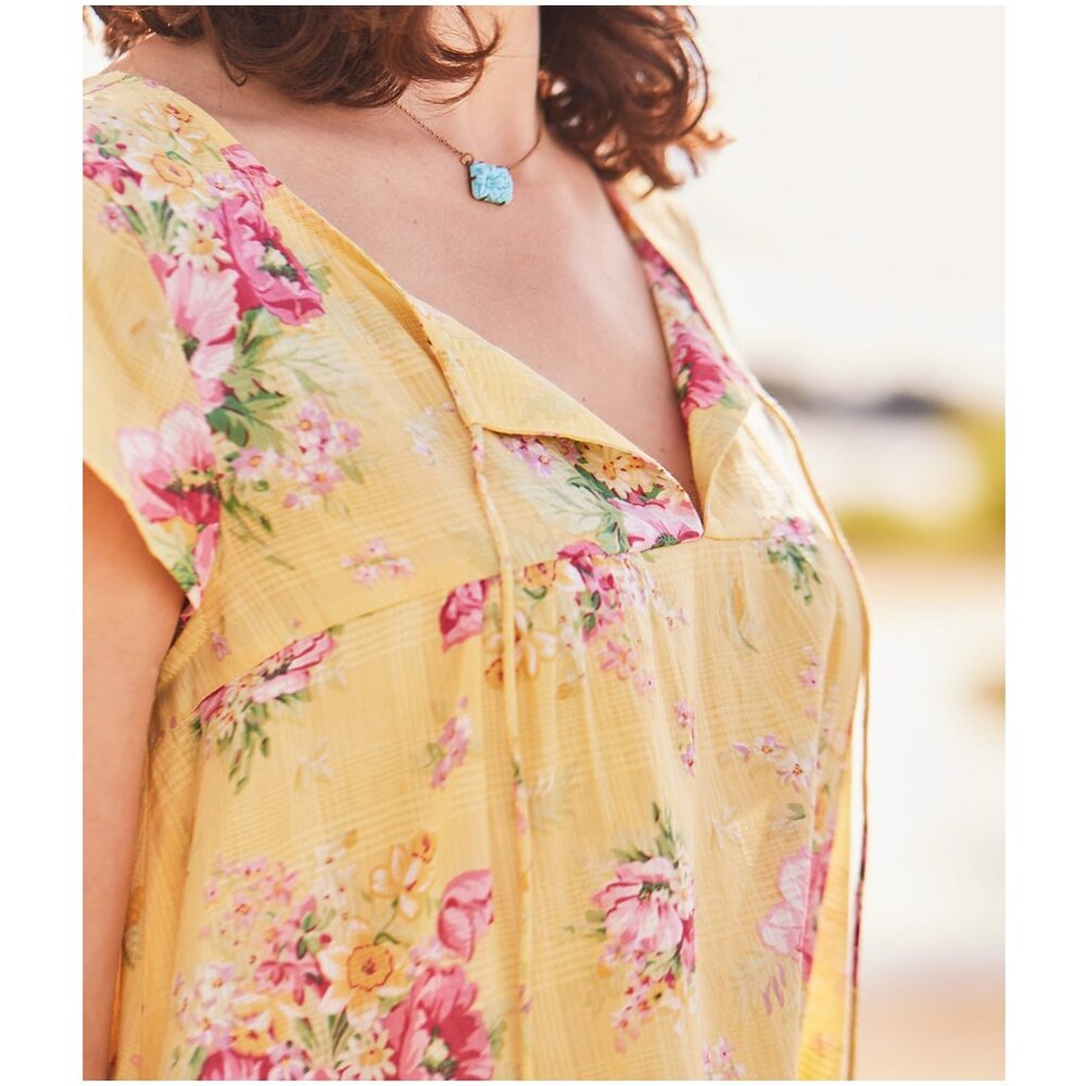 April Cornell Charming Smock Dress blossom yellow floral XXS 4 - 6 XS small - Picture 3 of 12